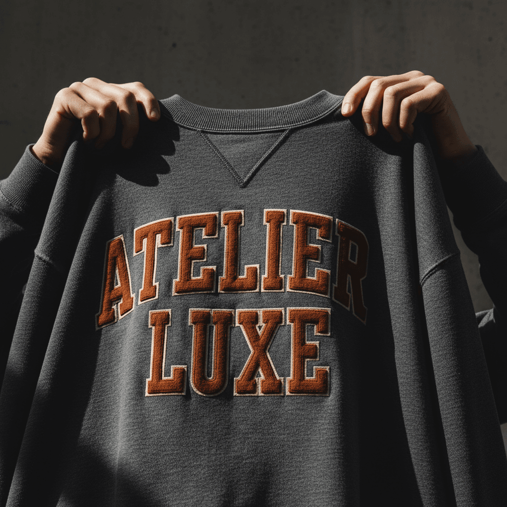 Detail of custom sweatshirt print and fabric quality