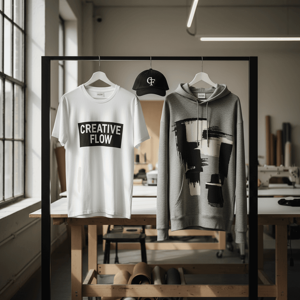 Finished custom apparel ready to ship