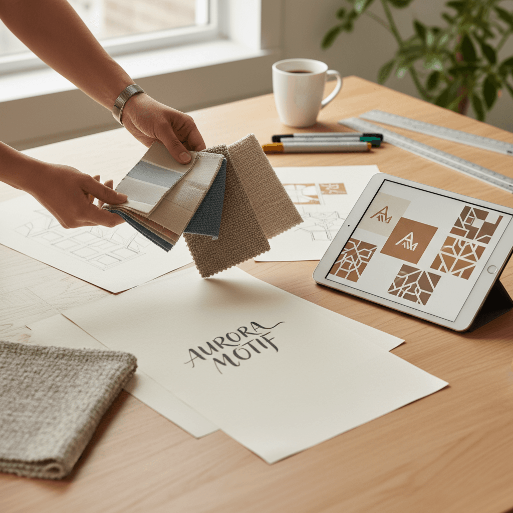 Designer reviewing custom apparel design concept